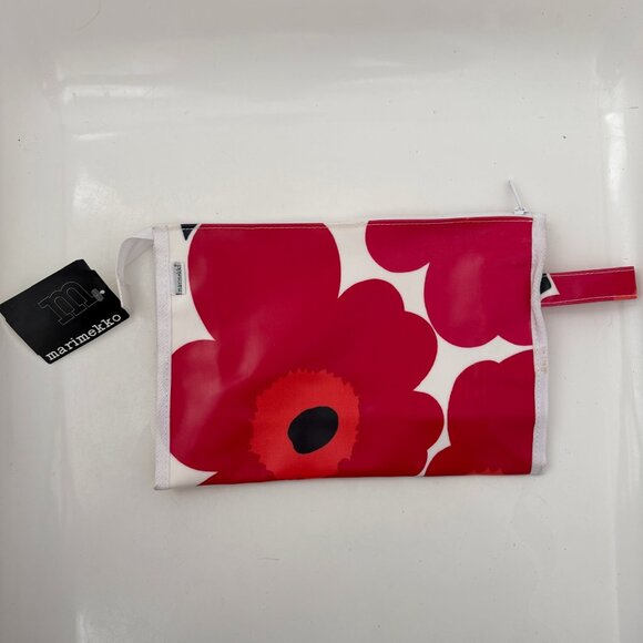 NWT MARIMEKKO Red White Unikko Poppy Cosmetic Bag Pouch - Picture 2 of 12